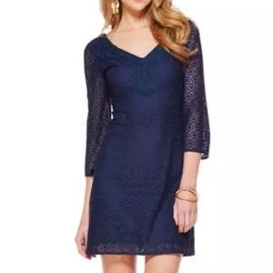 Lilly Pulitzer Navy Geo Circle Knit Lace Dress